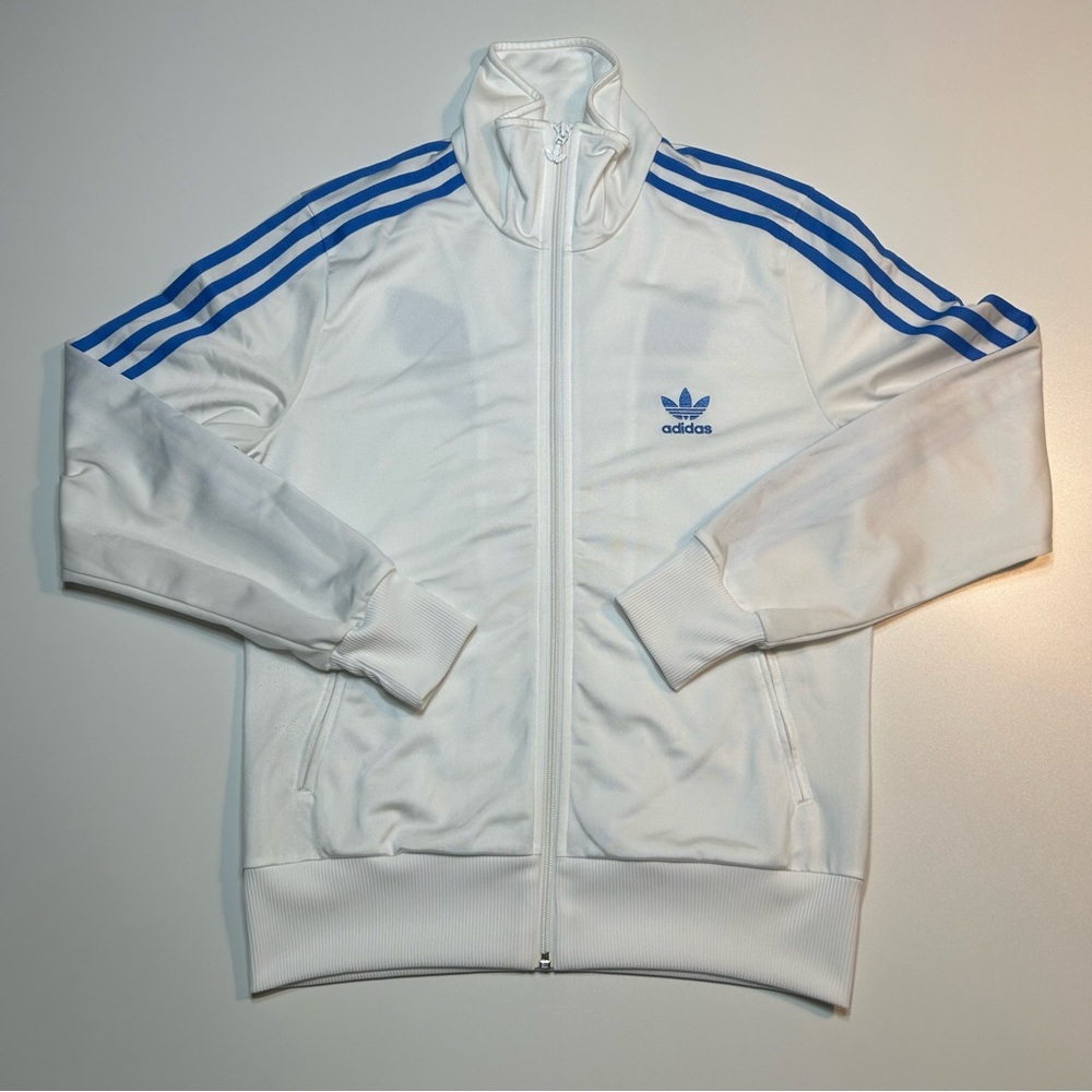 Adidas Originals Firebird Track Jacket White Blue Three Stripes Trefoil
